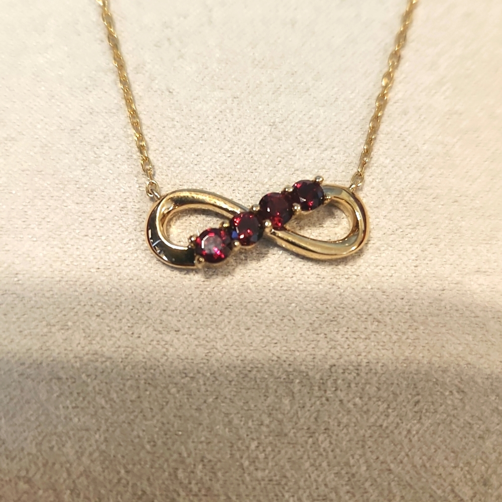 New Shane Co. Garnet Infinity Necklace